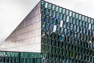 Harpa Concert Hall Closeu Of Glass Exterior Large