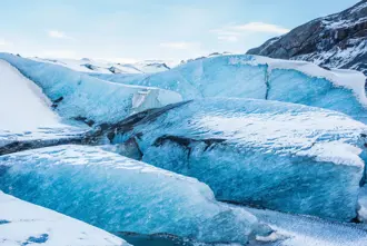 Oraefajokull glacier close up of the glacier ice.
