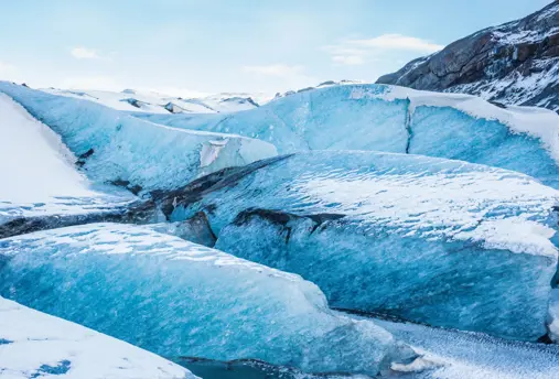 Oraefajokull glacier close up of the glacier ice.