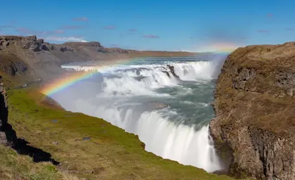 Rainbow Over Gulfoss Iceland By Laurence Norah