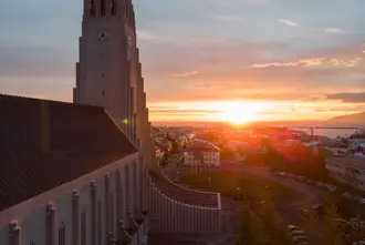 Hallgrimskirkja Sunset View Reykjavik Iceland Tourism Medium