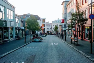 Skolavordurstigur In Reykjavik Downtown In Iceland Large