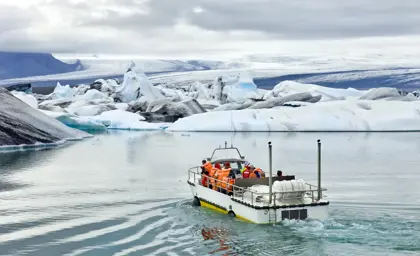 Jokulsarlon Glacier Lagoon Amphibian Boat Tour Icebergs Iceland Travel Medium