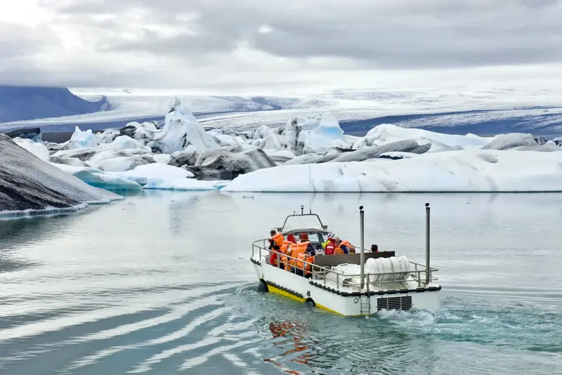 Jokulsarlon Glacier Lagoon Amphibian Boat Tour Icebergs Iceland Travel Medium