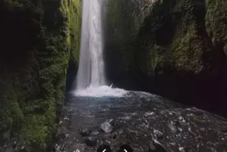 Nauthusafoss falling down a gorge nearby Gljufrabui waterfall.