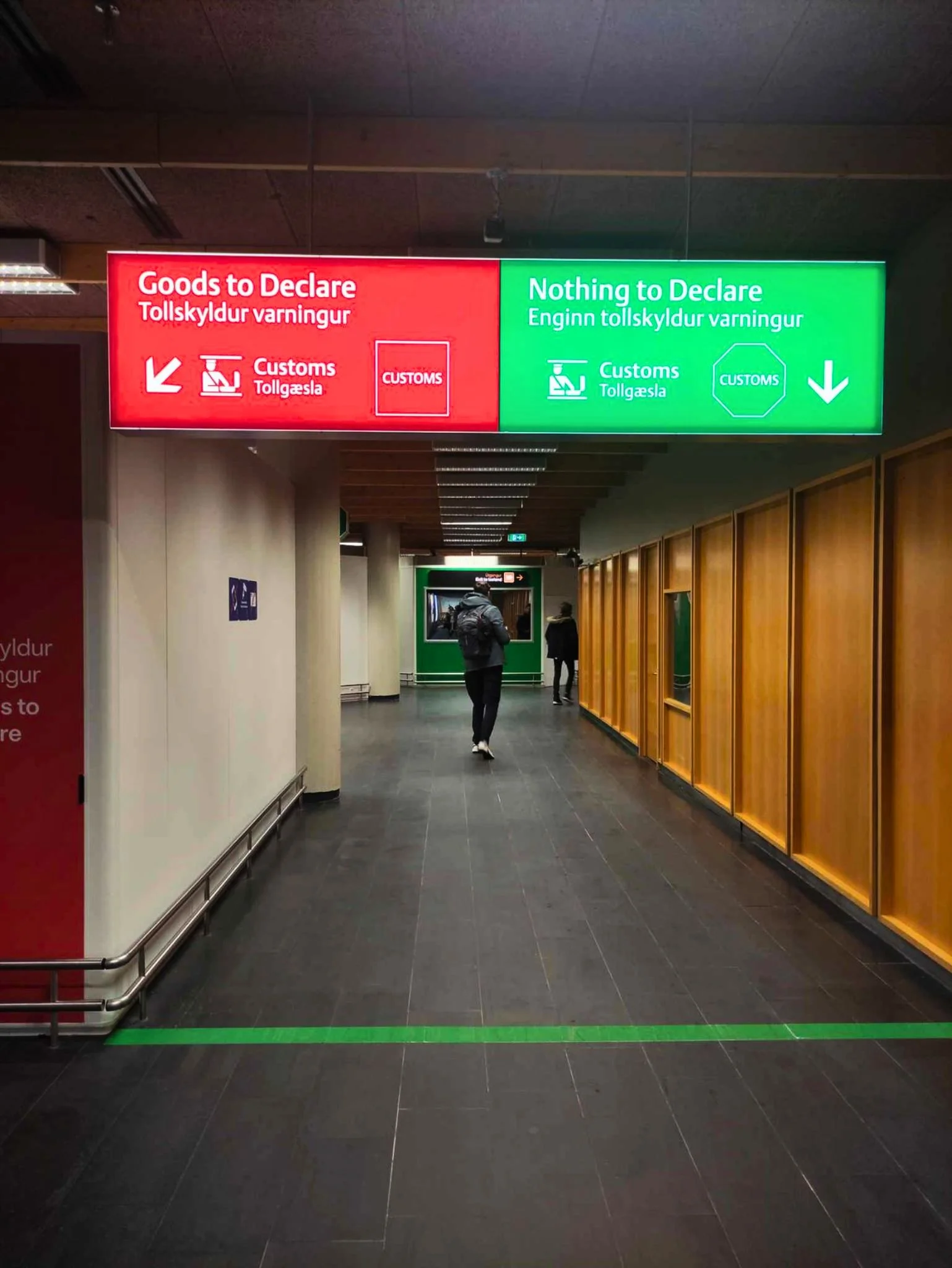 Customs something to declare sign at Keflavík Airport in Iceland.