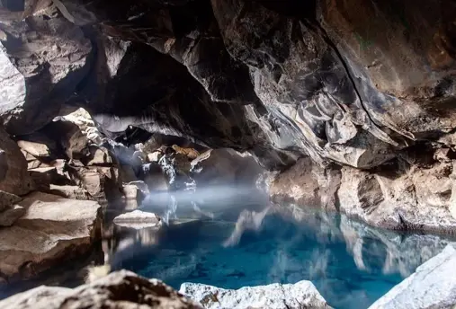 Inside Grjótagjá, the cave from game of thrones.