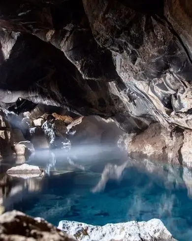 Inside Grjótagjá, the cave from game of thrones.