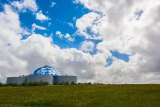 Perlan Museum Glass Dome Blue Sky Iceland Large