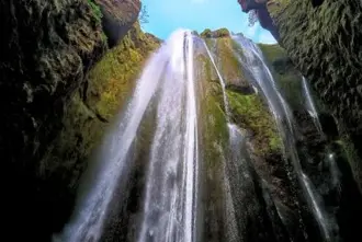 Gljúfrabúi waterfall attraction between Keflavik and Vik í Mýrdal.