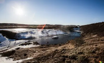 Faxi waterfall in winter.