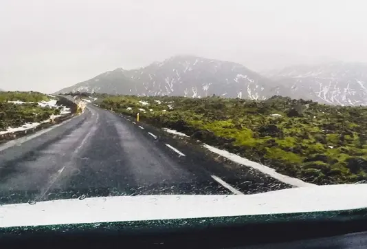 Road View Hotel Transfer Reykjavik Iceland.