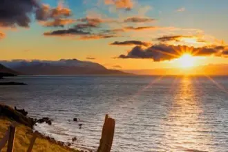 Dark In Iceland Summer Midnight Sun.