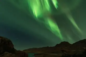 Northern Lights Over Kleifarvatn Lake in Iceland.
