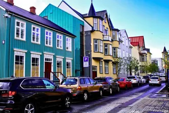Reykjavik Colorful Houses On Small Street Large