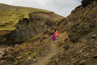 Kids Hiking A Path Iceland Large