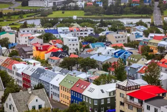 Reykjavik Aerial View Colorful Houses Large