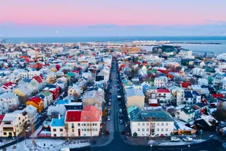 Reykjavik Capital Aerial View City Sunset Large